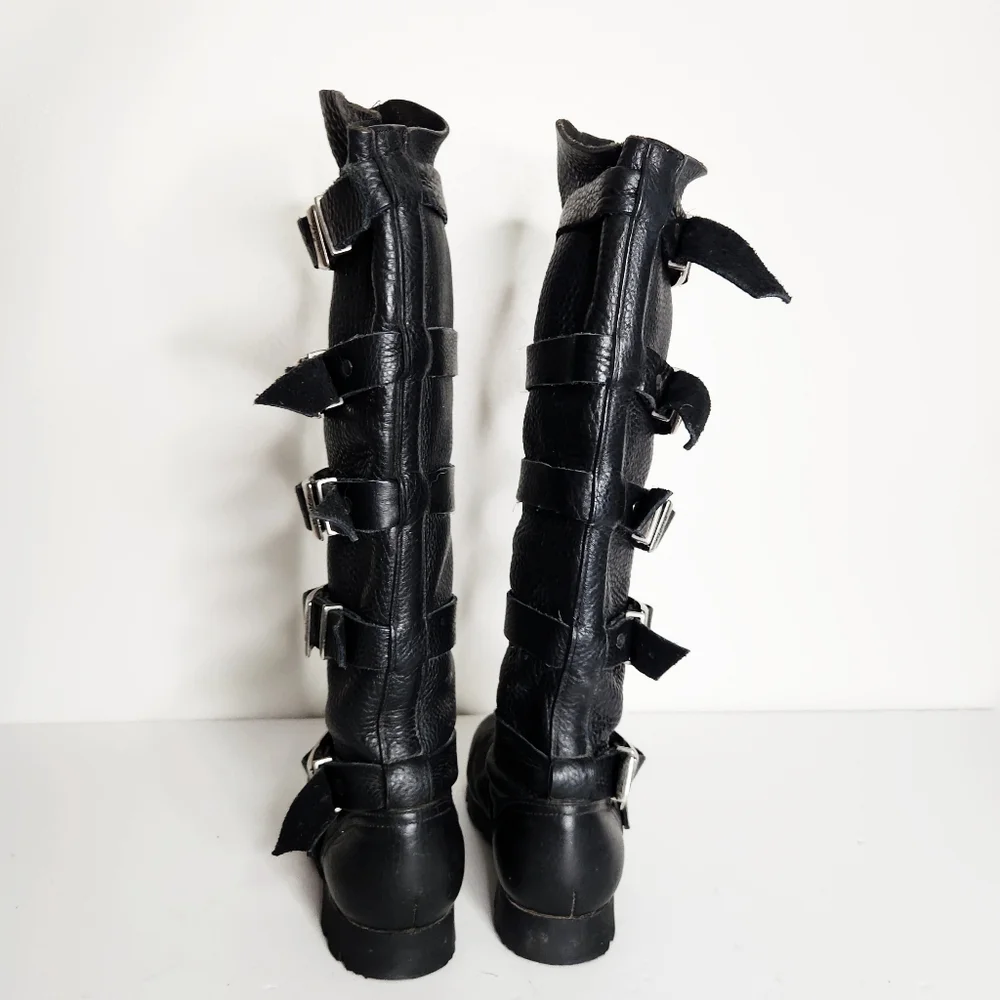 Son of Sandlar Black Leather Handmade Boots Size 6 Buckles Renaissance Fair